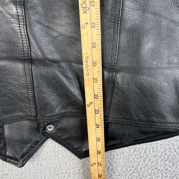 Leather Vest Jesus Patch Vest Men 52 2XL River Road Motorcycle Lace Up Sides - Picture 10 of 12